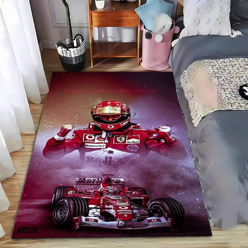 Michael Schumacher Ferrari Red Suit Helmet Celebrate Poster Area Rug for F1 Fans Decor
