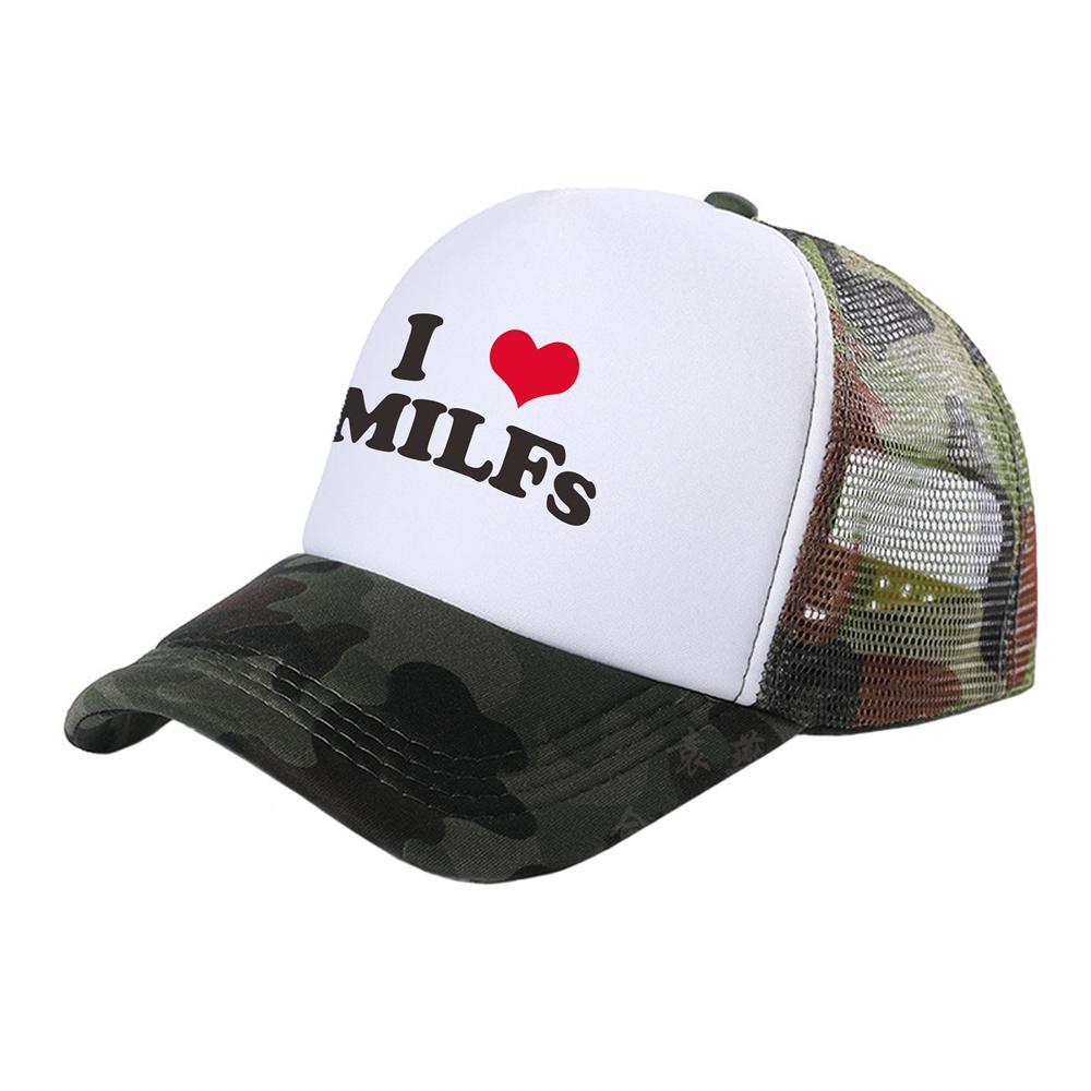 I Love MILFS Trucker Caps Unisex Funny Humor Hat Baseball Cap Cool Summer Unisex Mesh Net Caps MZ