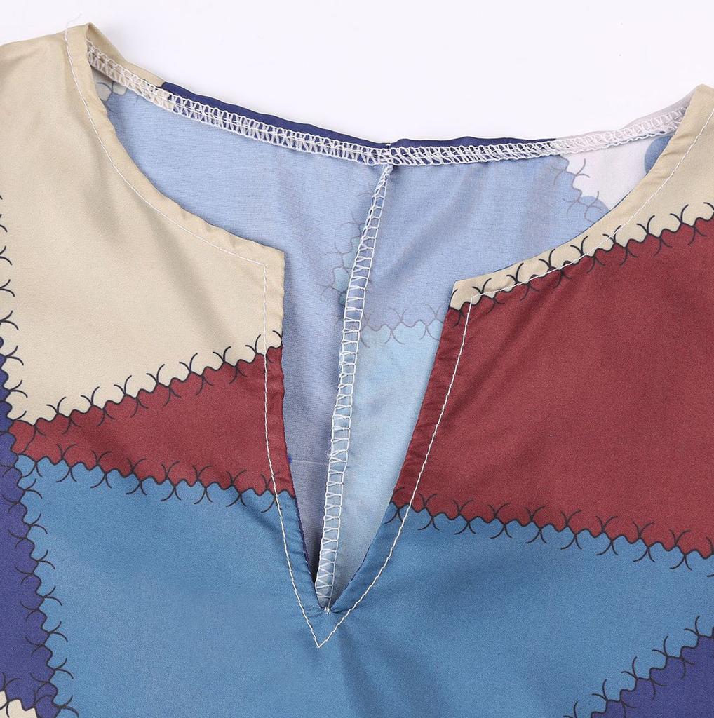 Женское модное повседневное ретро-платье с принтом и v-образным вырезом без рукавов, карманное платье