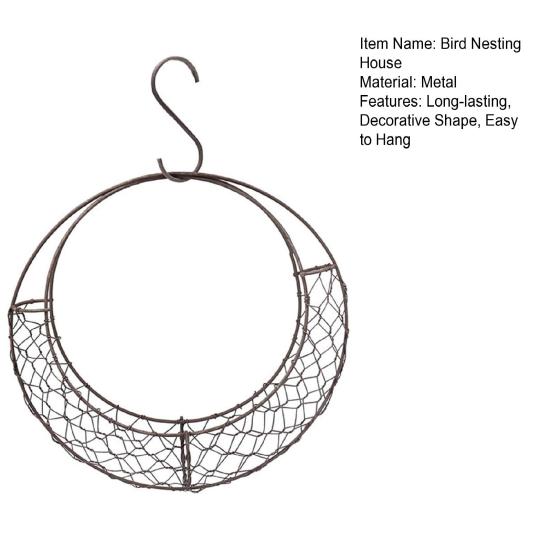 Домик для гнездования птиц Держатель материала для птичьих гнезд Звезда Колибри Гнездовье Металлическое гнездо в форме сердца с крючком для диких птиц Двор Снаружи