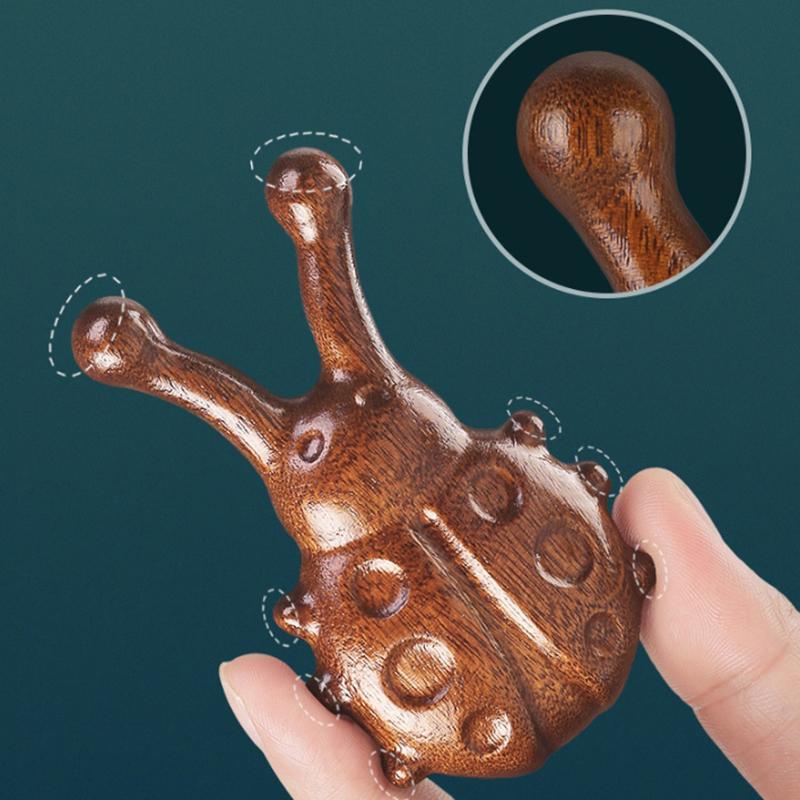 Массажная расческа из сандалового дерева в форме жука с картой акупунктурных точек, утолщенная расческа-меридиан тела, массажная расческа для акупунктурных точек носа и глаз