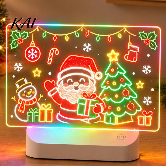 Led Acrylic Message Board LED Drawing for Kids, Rechargeable DIY Light Up Tablet with 7 Color Kids Pens, Neon Glow Note Board, Back to School