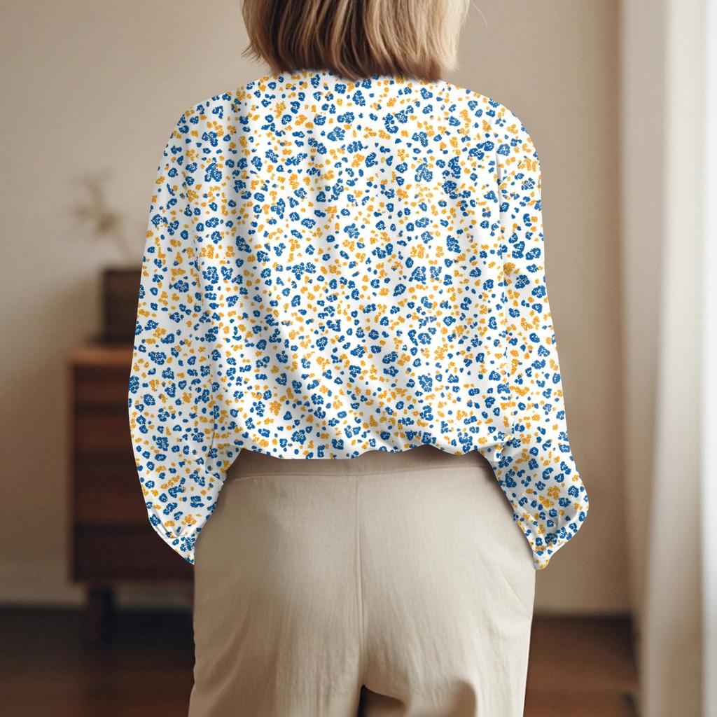 Women's Shirt Blouse Print Button Long Sleeve Casual Basic Shirt Collar Regular Top