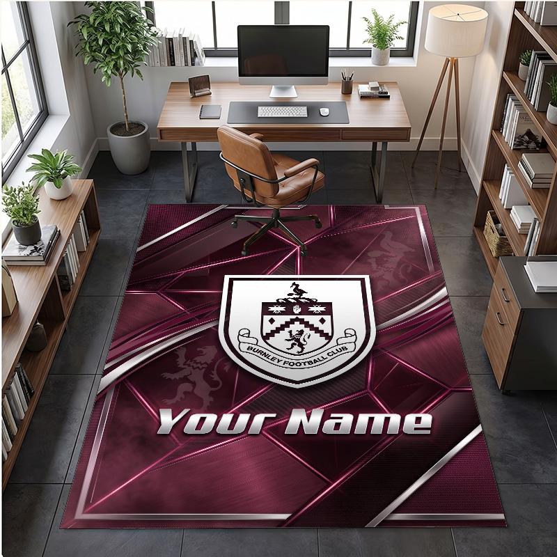 Crystal Velvet Rug Burnley Football Print Custom Name Text Floor Mat Home Decor