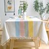 Nordic Tassel Decorative Tablecloth Cotton And Linen Fabric Dust-Proof Dining Table Cloth Household Kitchen Western Table Spot Lattice