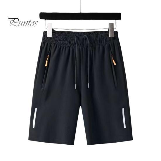 Мужские спортивные шорты, однотонные прямые эластичные шорты на талии, повседневная одежда больших размеров, карманы на молнии в стиле ретро, ​​тонкие летние шорты до колена, мужская одежда