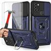 Hard Case with Tempered Glass - Booling - for Samsung A21S - Navy Blue - Anti-Scratch - Army Style