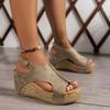Roman Sandals, Flat Bottomed Thick Soled Sandals, Plus Size Shoes, Fish Mouth Women's Wedge Heel Sandals, Women's