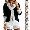 Women's Fashion Knit V Neck Lace Sleeve Top for Casual Everyday Wear