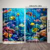 Tropical Ocean Coral Fish Curtains, Underwater Seabed Full Print Blue Drapes for Bedroom Playroom Bathroom Farmhouse Decor