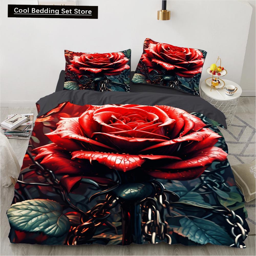 Роза Череп Цветок Постельный Комплект Мультяшные Комплекты Одеял Двуспальный Королевский Кинг Полуторный Размер Набор Пододеяльников Детский Девочки Белое Постельное Белье