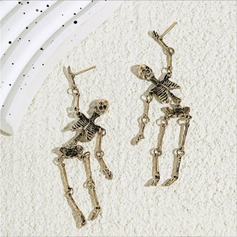 1 пара винтажных висячих сережек в виде черепа и скелета, преувеличенные ужасные готические панк-длинные женские серьги, аксессуары для вечеринок ZPG