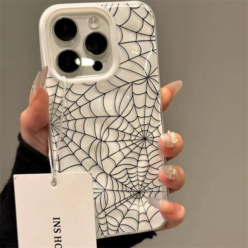 Черный силиконовый чехол-паутина для iPhone 13 16 15 14 12 Pro Чехол для iPhone 15 16 Plus 13 11 12 14 15 16 17 Air Pro Max Чехлы