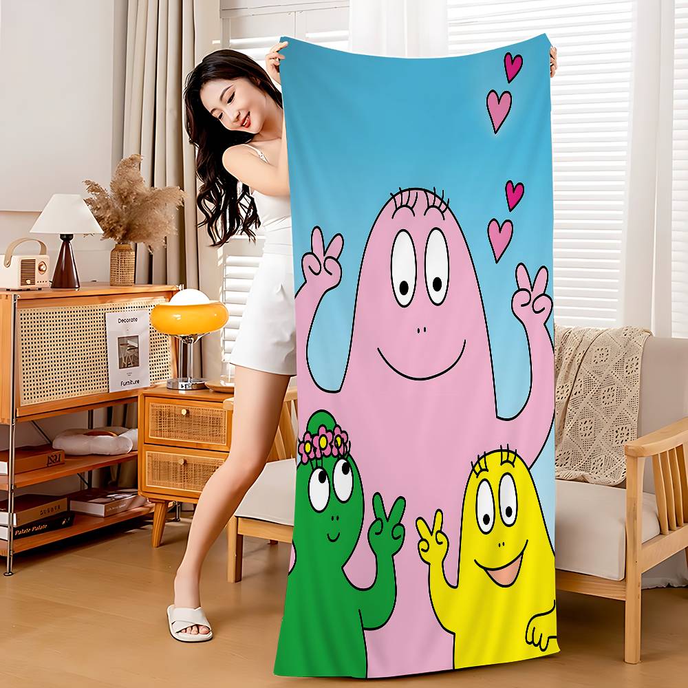Cartoon B-Barbapapa Anime Beach Swimming Towel Soft Absorbent Washcloth Children's Gifts For Kids Travel Camping Gym