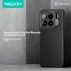 Kevlar Magnetic Full-Coverage Camera Protection Case with Stand for Xiaomi 15, Aramid Fiber Shockproof Slim Simple High-End for Men, Fiber Black