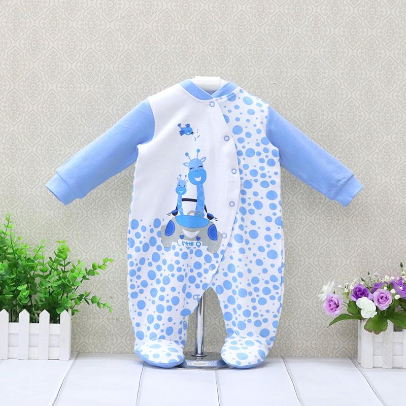 Хлопковый боди с длинным рукавом для малыша с милым животным принтом и горошком для осени и зимы