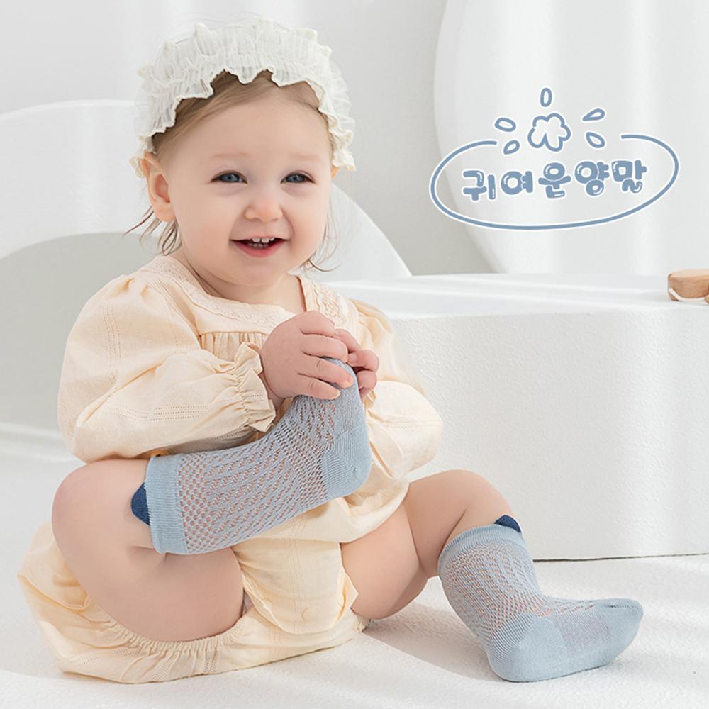 Seamless Mesh Baby Socks Thin Breathable Cotton Newborn Socks Cute Solid Color Ear Toddler Socks