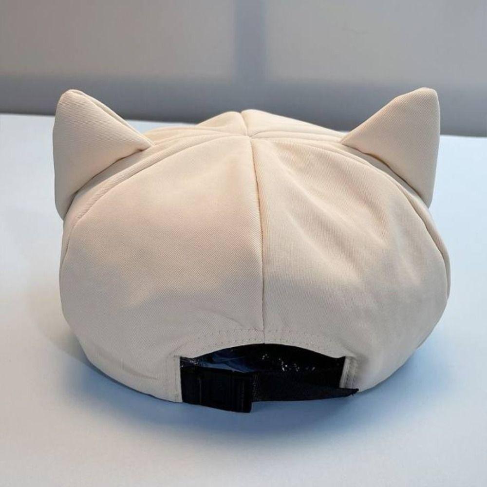 Casual Y2k Cat Ear Hat Solid Color Peaked Cap Cute Women's Baseball Hat Girl