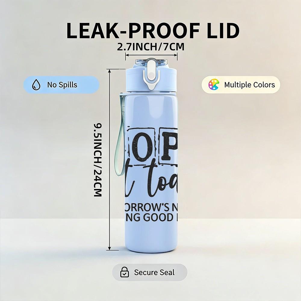 1PC Nope Not Today Sarcastic Slogan Print 750ml Color Plastic Sports Water Bottle Leakproof Flip Straw Lid Suitable for Sports Office Home Use