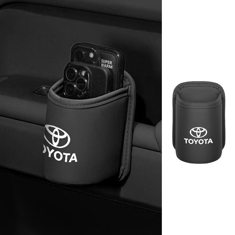 Leather Car Door Cup Holder Drink Storage Keys Organizer For Toyota Corolla Yaris Camry Prius RAV4 CHR Hilux Aygo Accessories