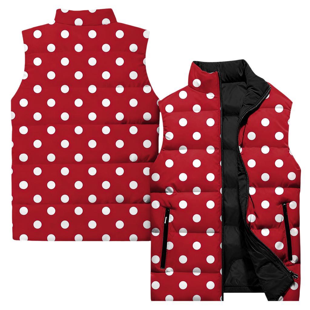 Ladies' Casual And Fashionable Sleeveless Vest Polka Dot Printing Cotton Jacket