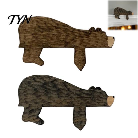Nursery Door Frame Decoration Wood Brown Bear Topper, Adorable Shape Statue Decor, Nature Inspired Room Decor Animal Shelf Corner Wall Art for