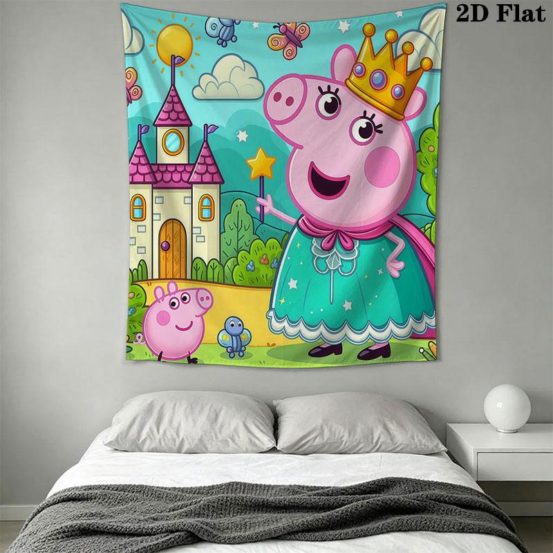 Peppa Pig A Wall Hanging Printed Fabric Blanket Decorative Tapestries for Bedroom Living Room Home Decor
