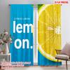 2pcs 2D Flat Printing Scene Curtains Lemon Citrus Fruit Slice Polyester Without Electricity Family Party Use for Holiday Family