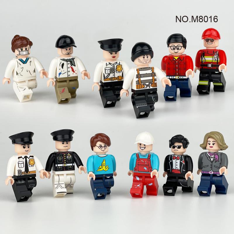 12pcs City Series Doctor Police Professional Doll Building Blocks