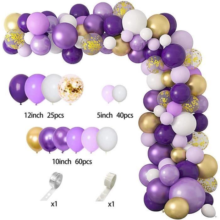 Guirlande de Ballons - Non spécifié - 128pcs - Violet, Blanc, Or - Facile à assembler - Latex