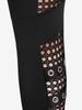 Rosegal Gothic Fishnet Panel Buckle Grommets Pockets Skinny Pants