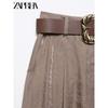 Zaprha 2025 New Arrival Fashion Loose and Idle with Belt Silk Satin Wide Leg Casual Pants for Women 3533556