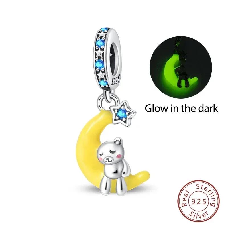 Copper Charm Chameleon Glowworm Light Bulb Firefly Star Moon Pendant Fit Original Bracelet Diy For Jewelry Making