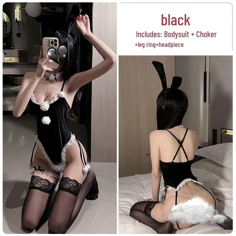 Ahao Sexy Christmas Bunny Girl Cosplay Lingerie with Open Crotch