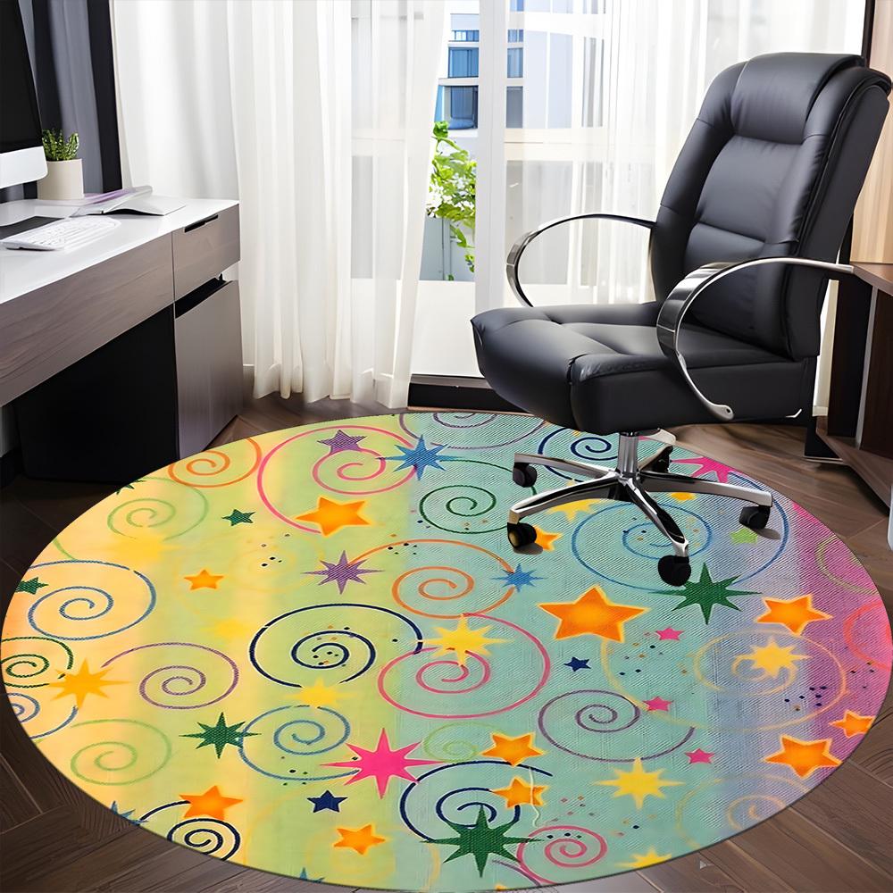 1pc Stars Swirls Office Round Area Rug, Indoor Mat Suitable ForOffice, Under Office Chairs Bedroom Living Room Home Decor T200