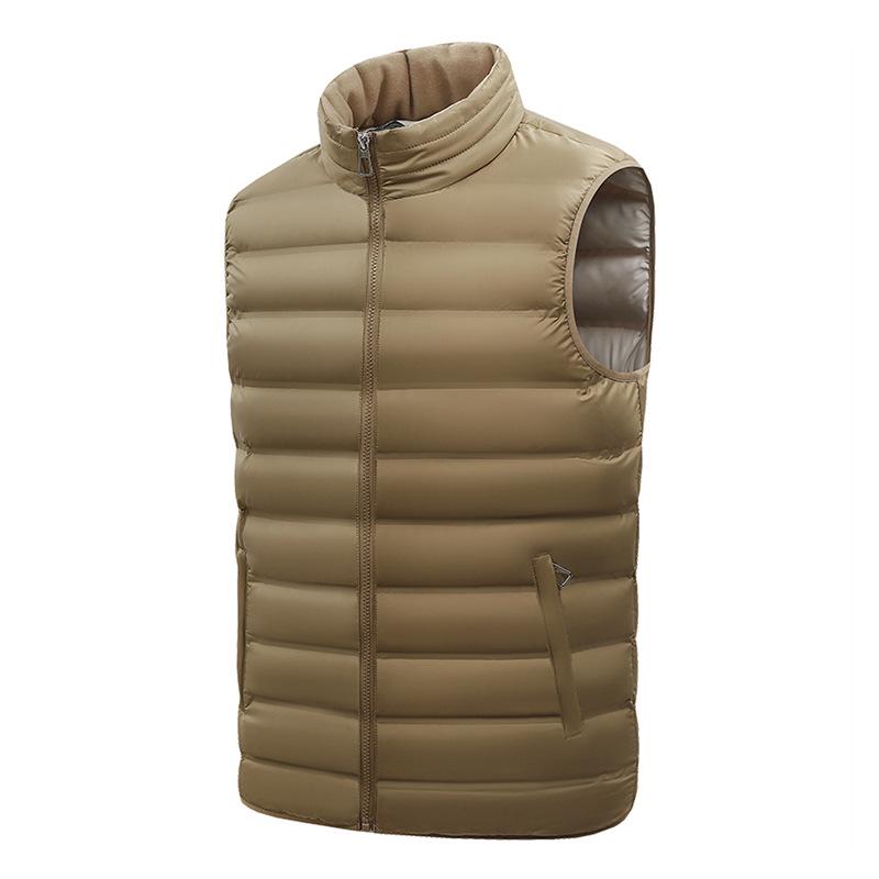 Men's Reversible Cotton Vest Lightweight Packable Jacket with Stand-up Collar