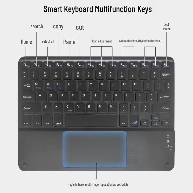 OLOEY 10-дюймовая беспроводная Bluetooth-клавиатура с тачпадом