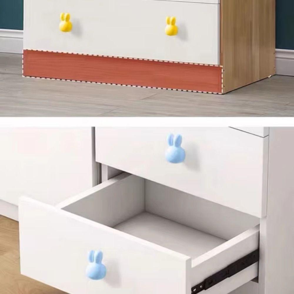 Solid Metal Thread Rabbit Knobs Single Hole Cabinet Knobs Cartoon Furniture Handles Dresser