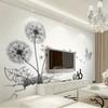 3D Dandelion Butterfly Wall Stickers Living Room Bedroom Children Room Decoration Wallpaper