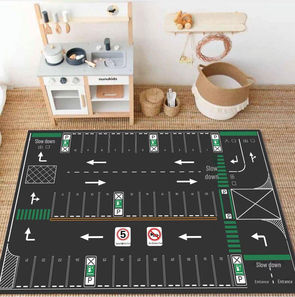 Kids' Traffic City Play Mat with Roads and Parking for Crawling and Toy Cars