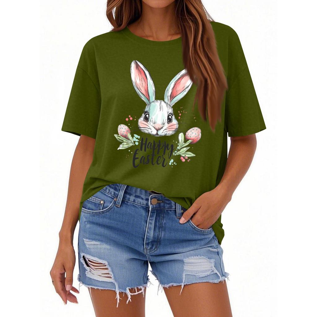 Женская повседневная свободная футболка с принтом, круглый вырез, пуловер, короткий рукав, топ