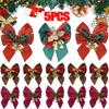 5/1pcs Christmas Bows Christmas Hanging Decorations Gold Red Bowknot Christmas Tree Ornaments Year Navidad Decorations