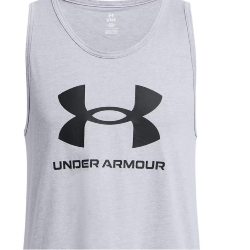 Under Armour UA Sportstyle Logo Print Жилет без рукавов с капюшоном Мужские топы Серый 1382883-035