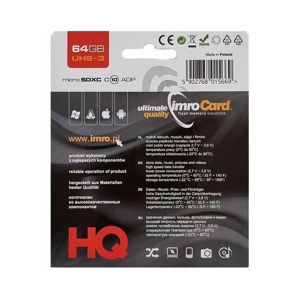 Karta pamięci microSDXC 64GB Imro+ UHS-3