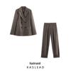Весна 2025 Женский костюм в европейском и американском стиле приталенного кроя: Куртка и длинные брюки