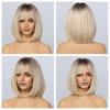 ALAN EATON Короткие светлые парики Ombre, прямые светлые парики боб с челкой, женские повседневные синтетические парики, натуральные высокотемпературные волосы