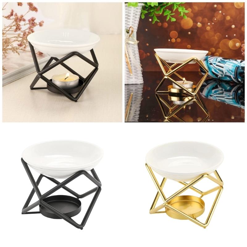 Ароматерапевтические диффузоры, горелки для восковых таблеток с керамической чашей, металлические подставки для чайных свечей для улучшения домашней эстетики