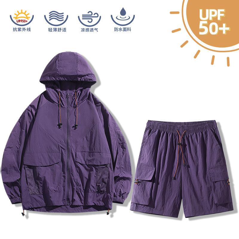 UPF10 + summer sunscreen suit set, ice-feeling breathable, light and UV-proof jacket, camping and hiking suit.