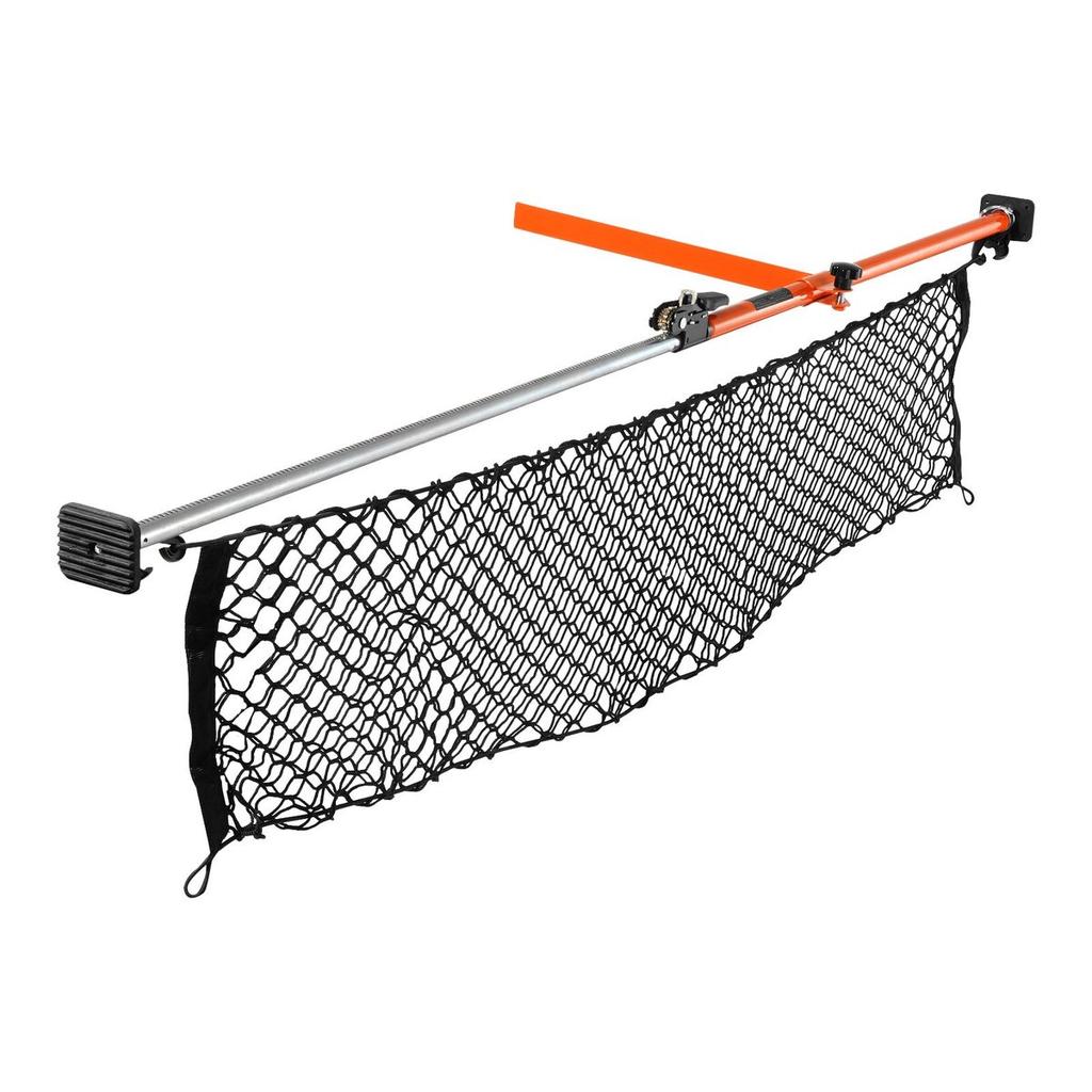 Cargo Bar, Ratcheting Cargo Bars Adjustable from 1016mm to 1854mm, Heavy-duty Steel Cargos Stabilizer with Storage Net & Divider Bar, Telescoping Load