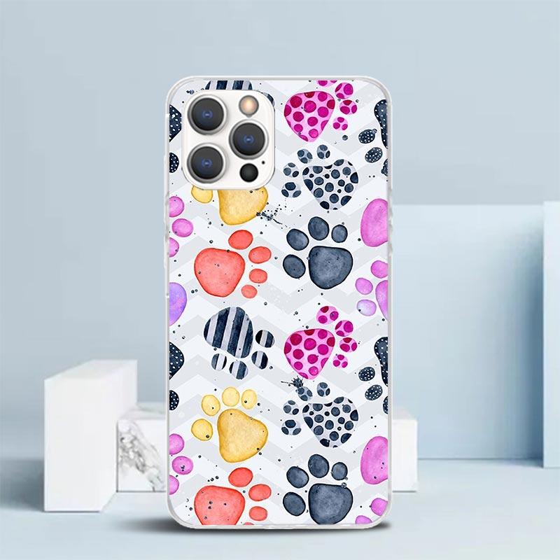 Милый Чехол для Телефона с Отпечатком Лапы Собаки Для IPhone 16 17 Air 16E 15 14 Plus 13 Mini 12 11 Pro Max 7 8 + SE 2020 Мягкая Задняя Крышка из ТПУ 16